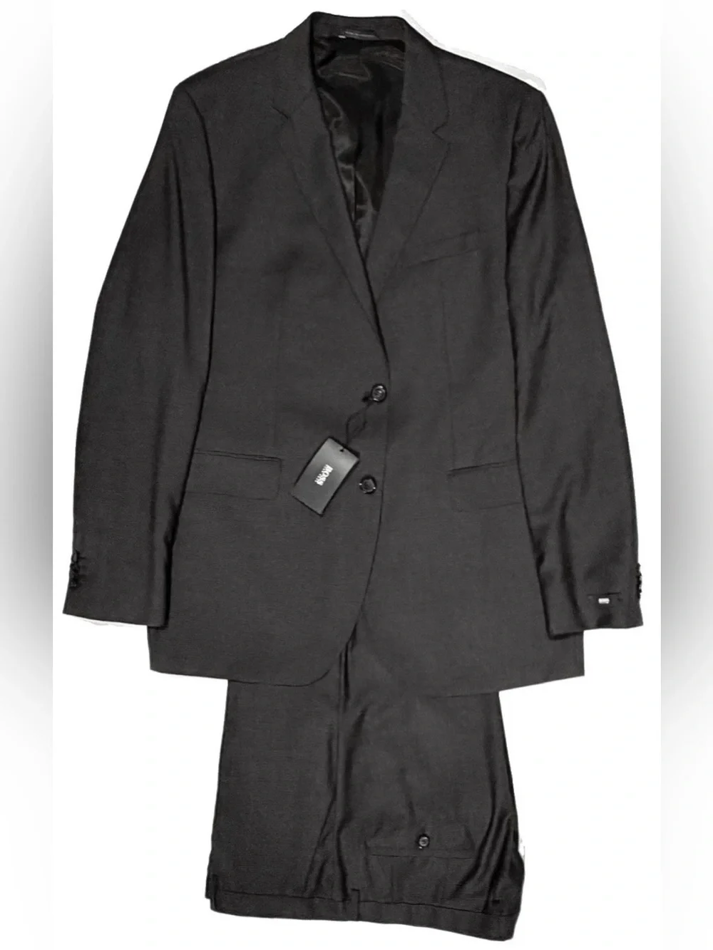 $1795 NEW HUGO BOSS BLACK LABEL SUIT 48L 48 L CHARCOAL BLK MICRO CHECK IMPERFECT